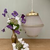 Vintage art deco globe pendant light in granite glass and gold