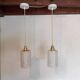 Set of two vintage bubble glass pendant lights