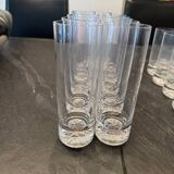 Set of 43 signed Daum crater glasses, an ice bucket, an ashtray,