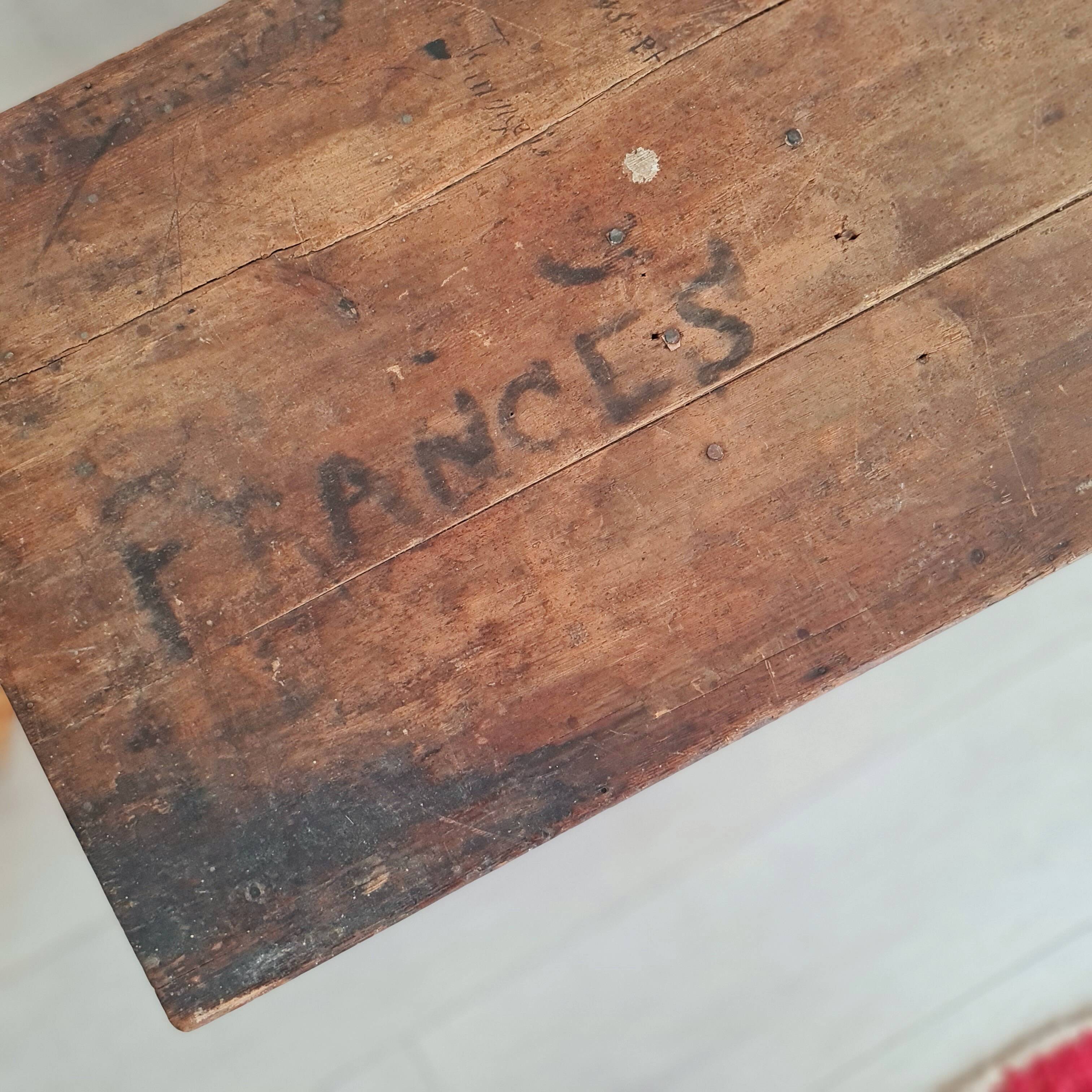 Old wooden chest with metal handles