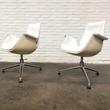 Vintage White Leather "Bucket Chair" by Fabricius and Kastholm for Kill international, set of 2.