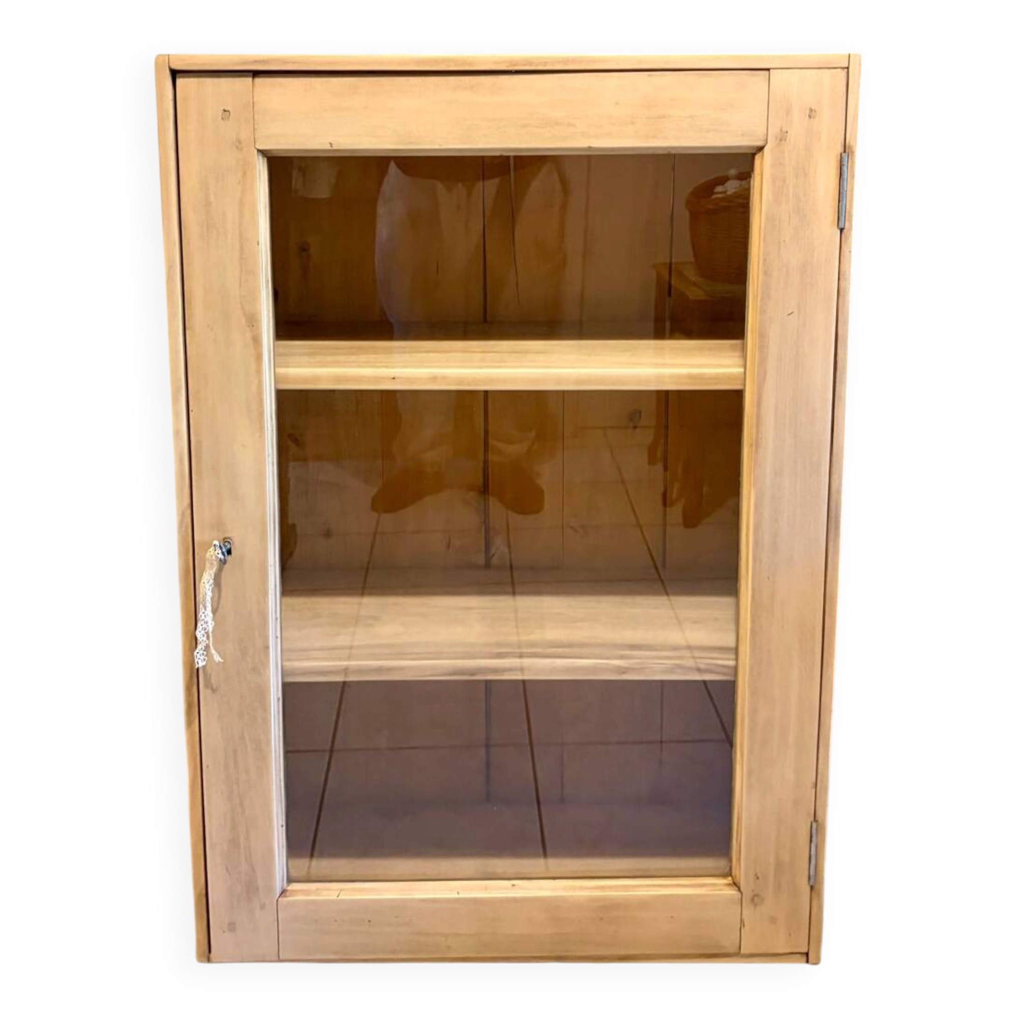 Raw wood display cabinet