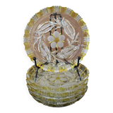 5 Walther Glas Bohemian crystal bowls with yellow and flower pattern