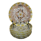 5 coupelles cristal de bohême Walther Glas motif jaune et fleur
