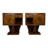 Vintage wooden bedside tables, Italy, 1950s, set of 2.