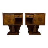 Vintage wooden bedside tables, Italy, 1950s, set of 2.