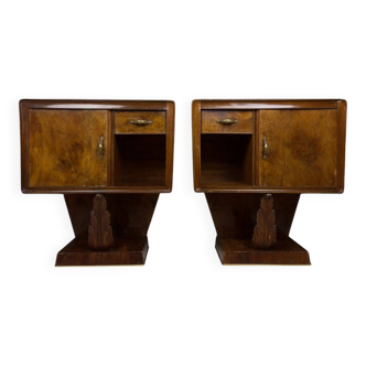 Vintage wooden bedside tables, Italy, 1950s, set of 2.