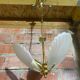 Antique Murano glass shell pendant light + gold-plated metal, wine