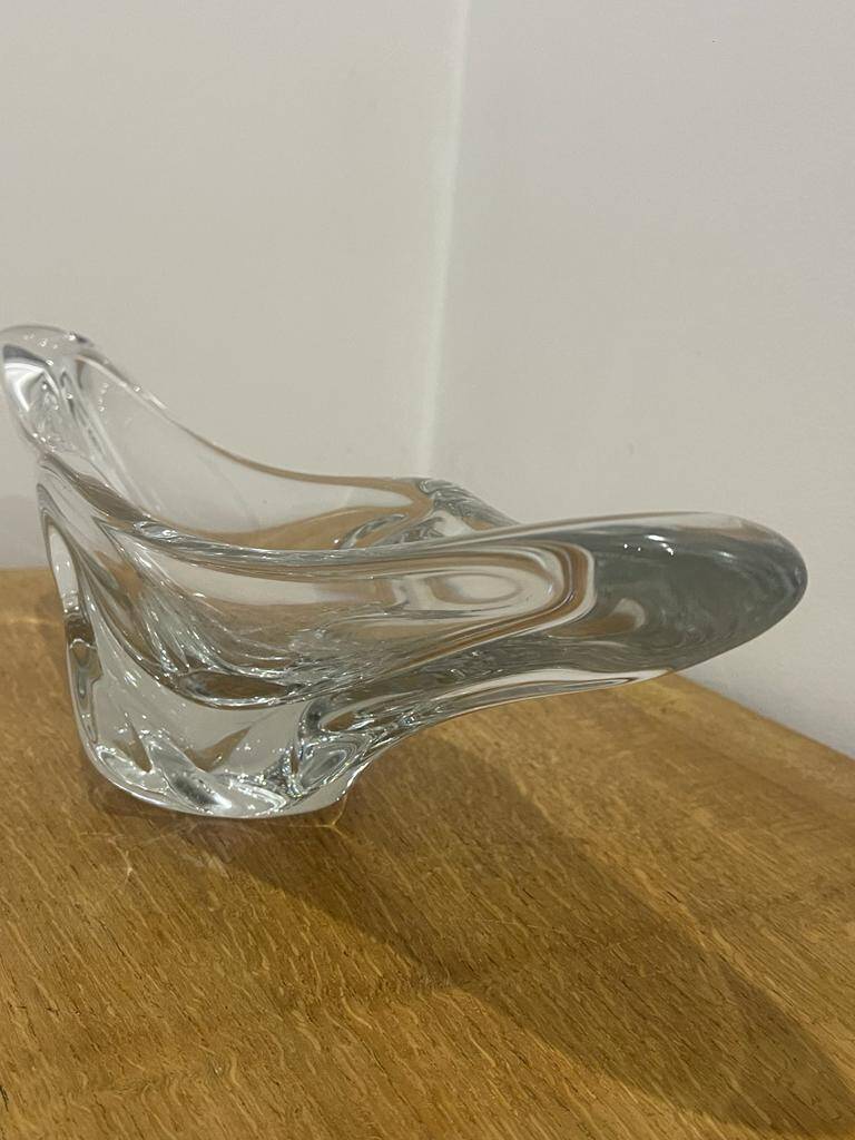 Large crystal bowl signed Daum Croix de Lorraine France.