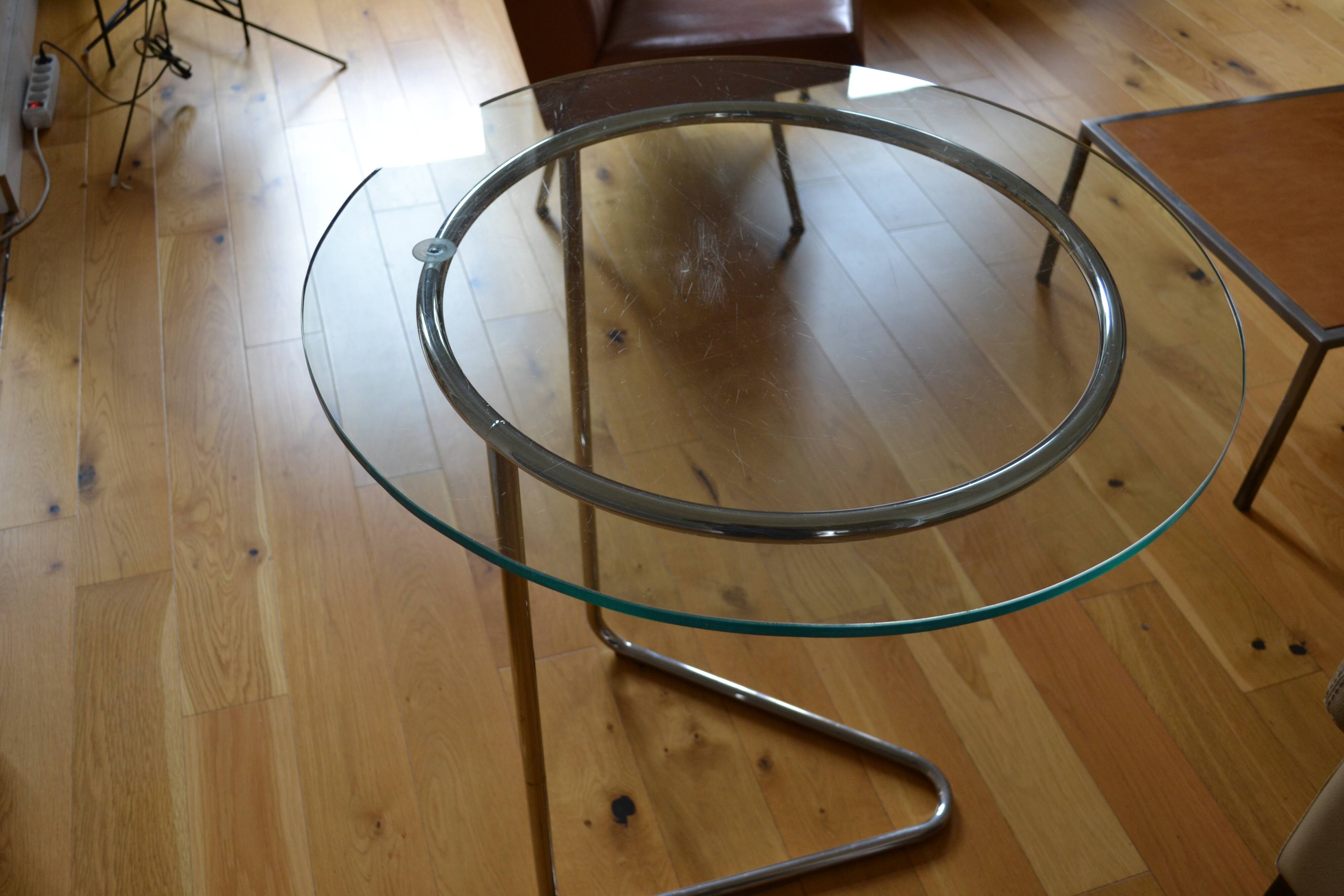 Side table or end table vintage metal and glass