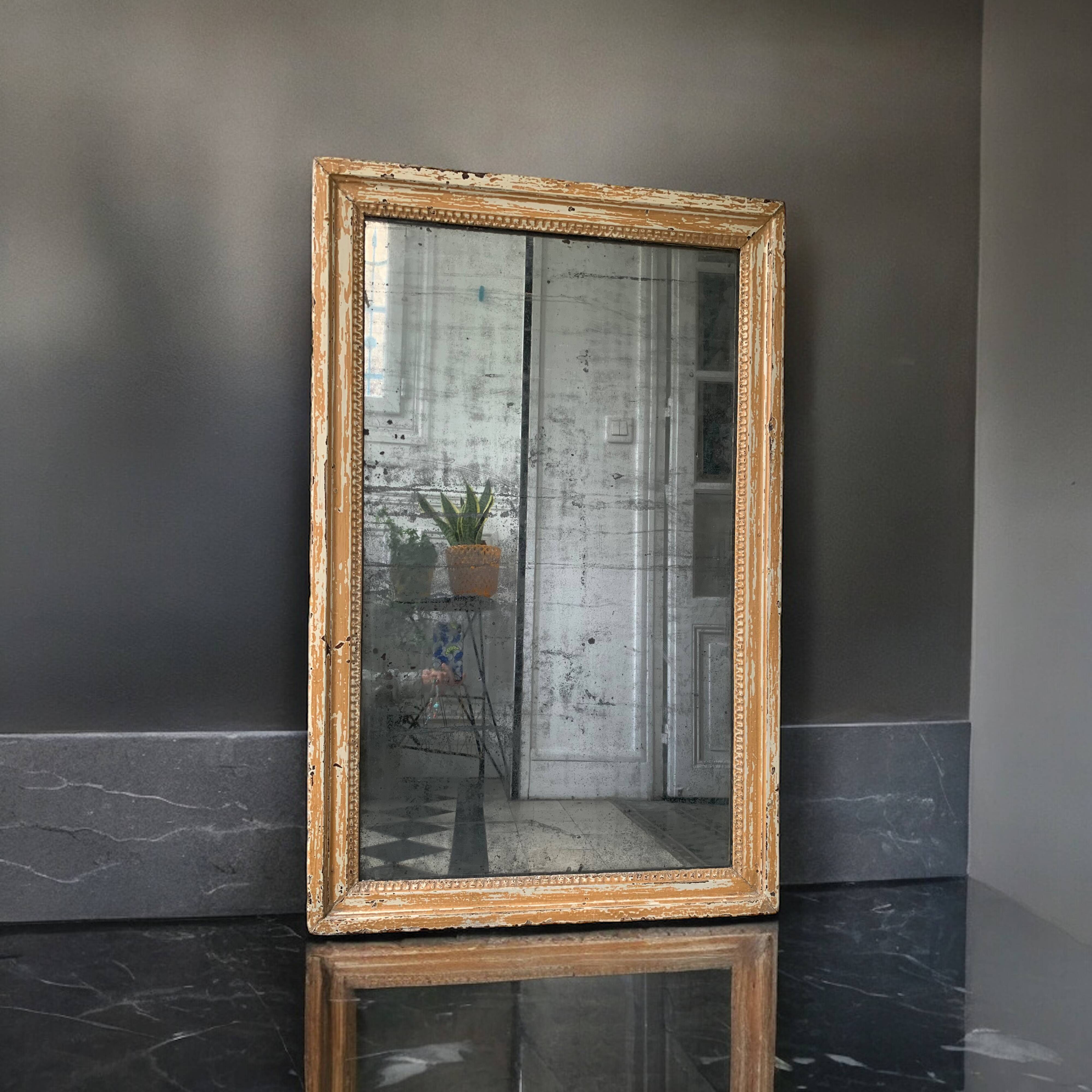 19th century mercury mirror patinated trumeau