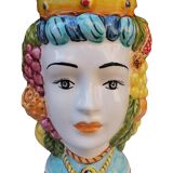teste di moro siciliane in ceramica doppia faccia (uomo /donna)