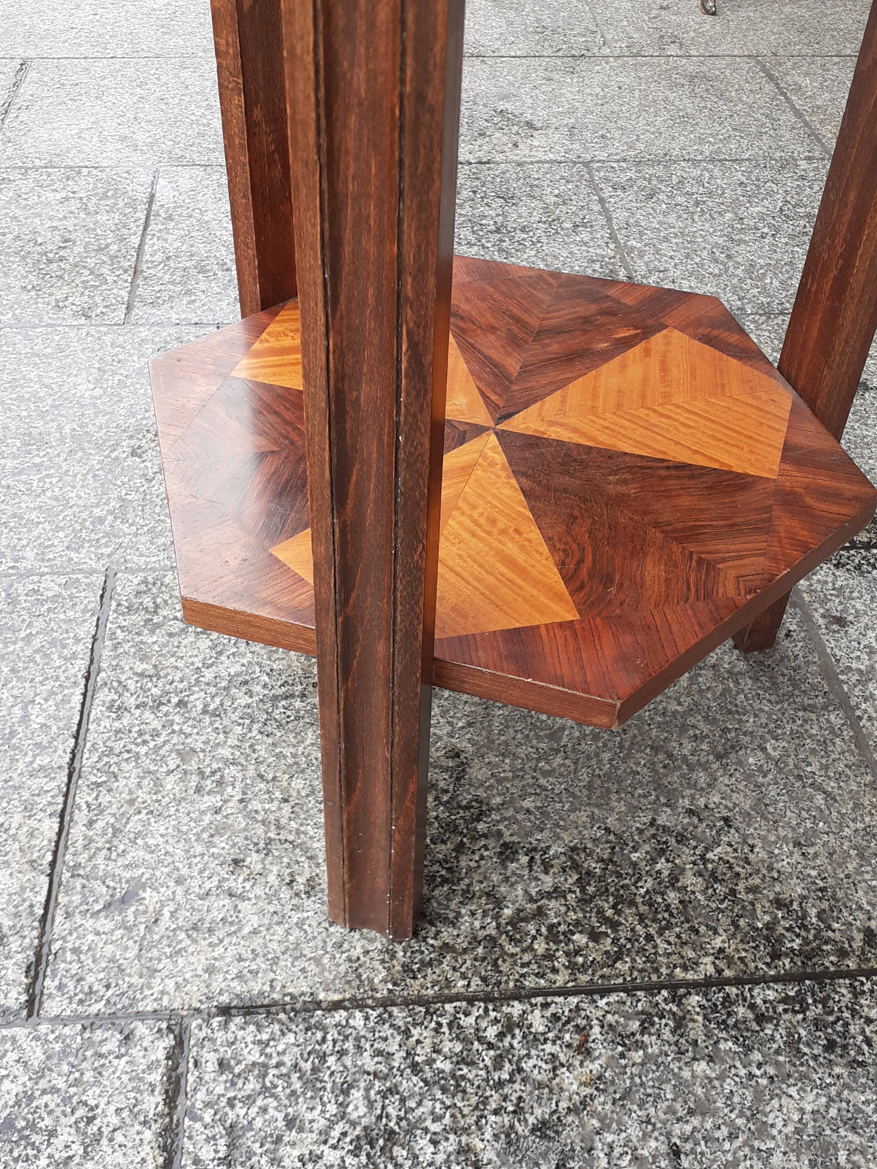 Gueridon old marquetry table old art deco vintage
