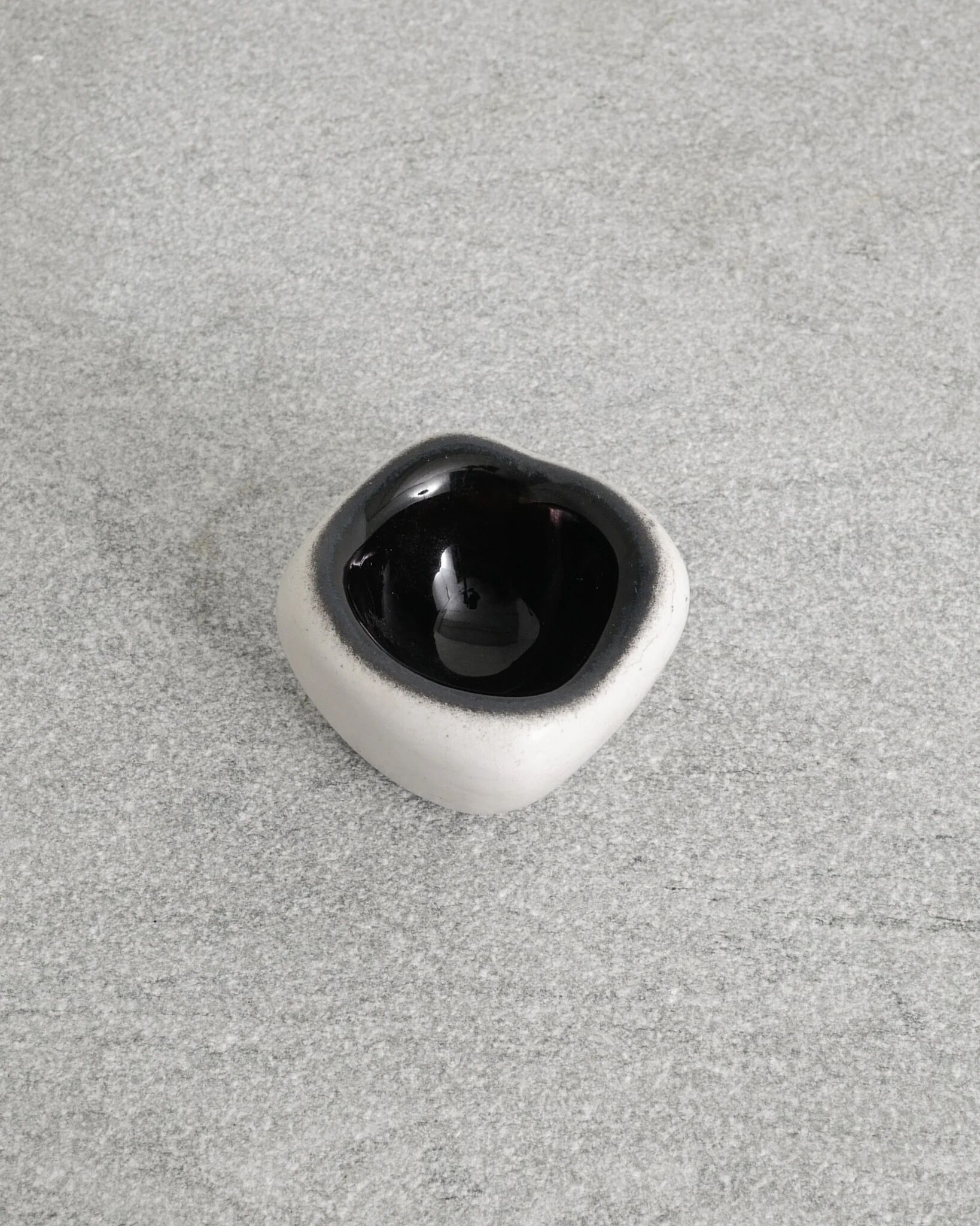 French Mid Century White & Golden Ceramic Bowl by Denise Gatard, 1960s