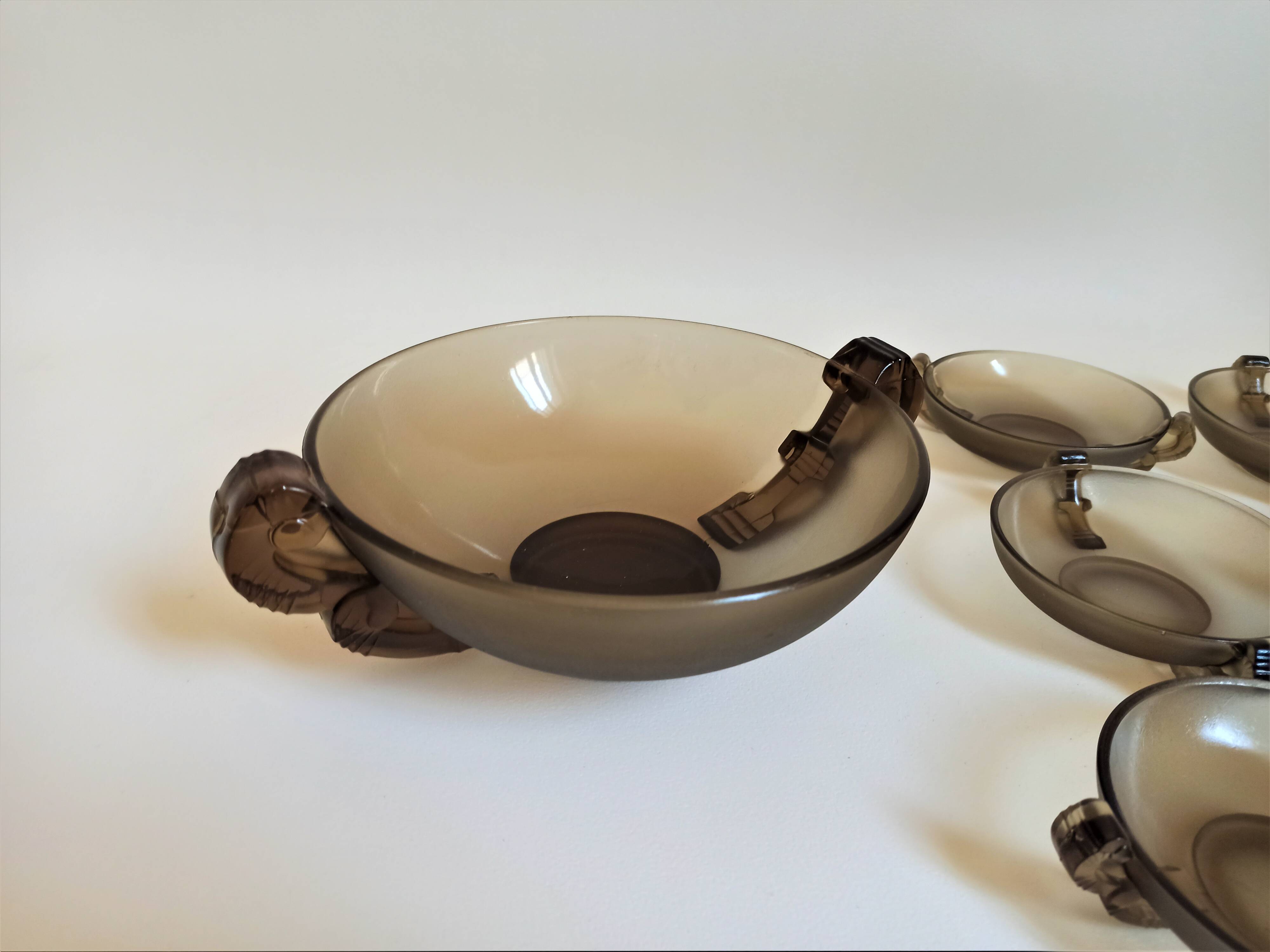 Dessert service dish + 6 cups 50s