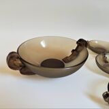 Dessert service dish + 6 cups 50s