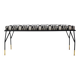 Modern Black Lacquered Iron and Patterned Fabric, 1970s Italian Stool
