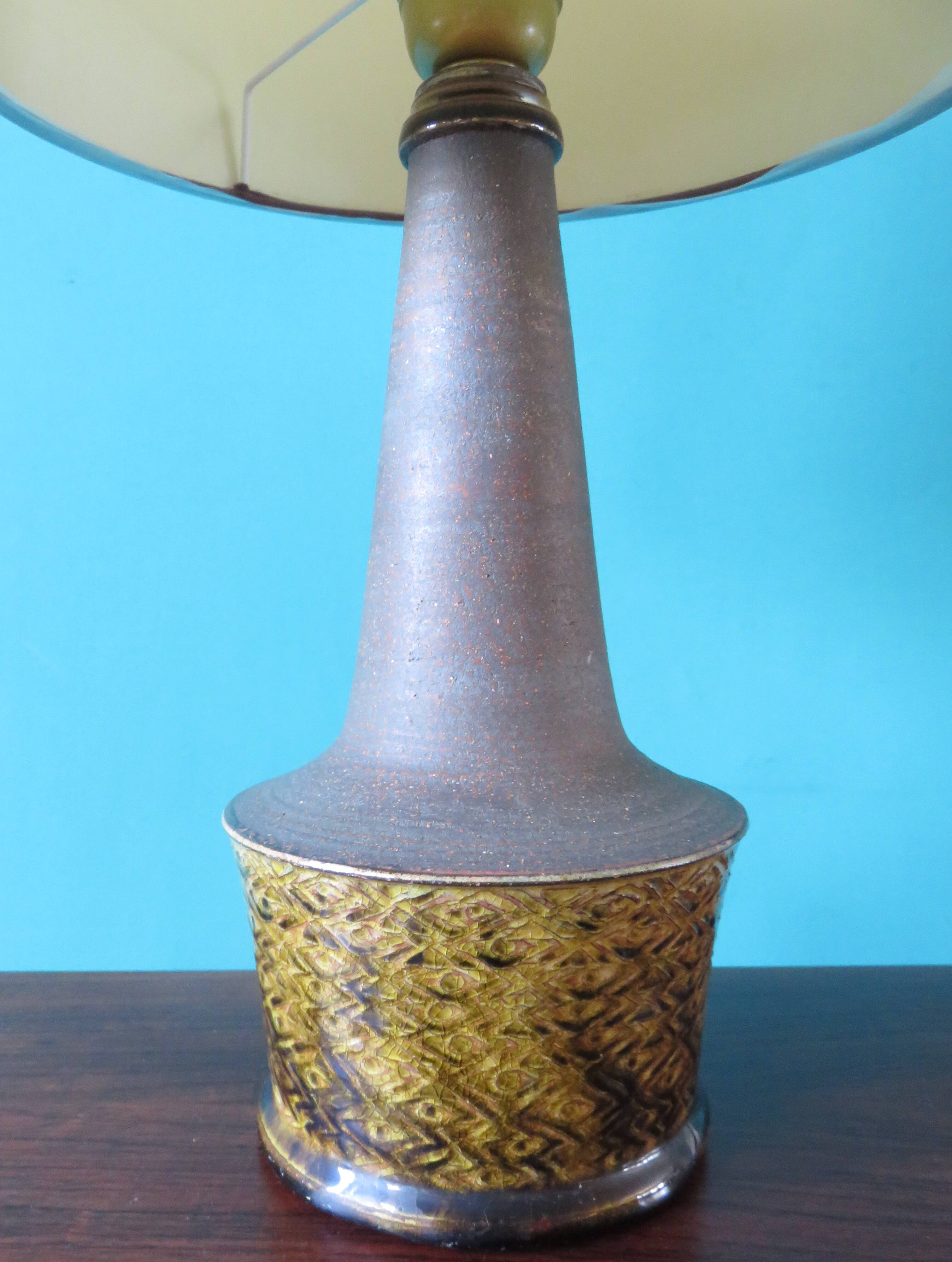 Bedside lamp in stoneware and ochre glaze. Nils Kahler, Denmark, 1965