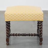Antique English Footstool/ Ottoman with Turned Legs