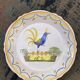 Quimper plate signed with rooster decoration in yellow enamelled ceramic old