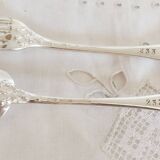 Silver cutlery set, 1 fork and 1 spoon, J Casses et Cie