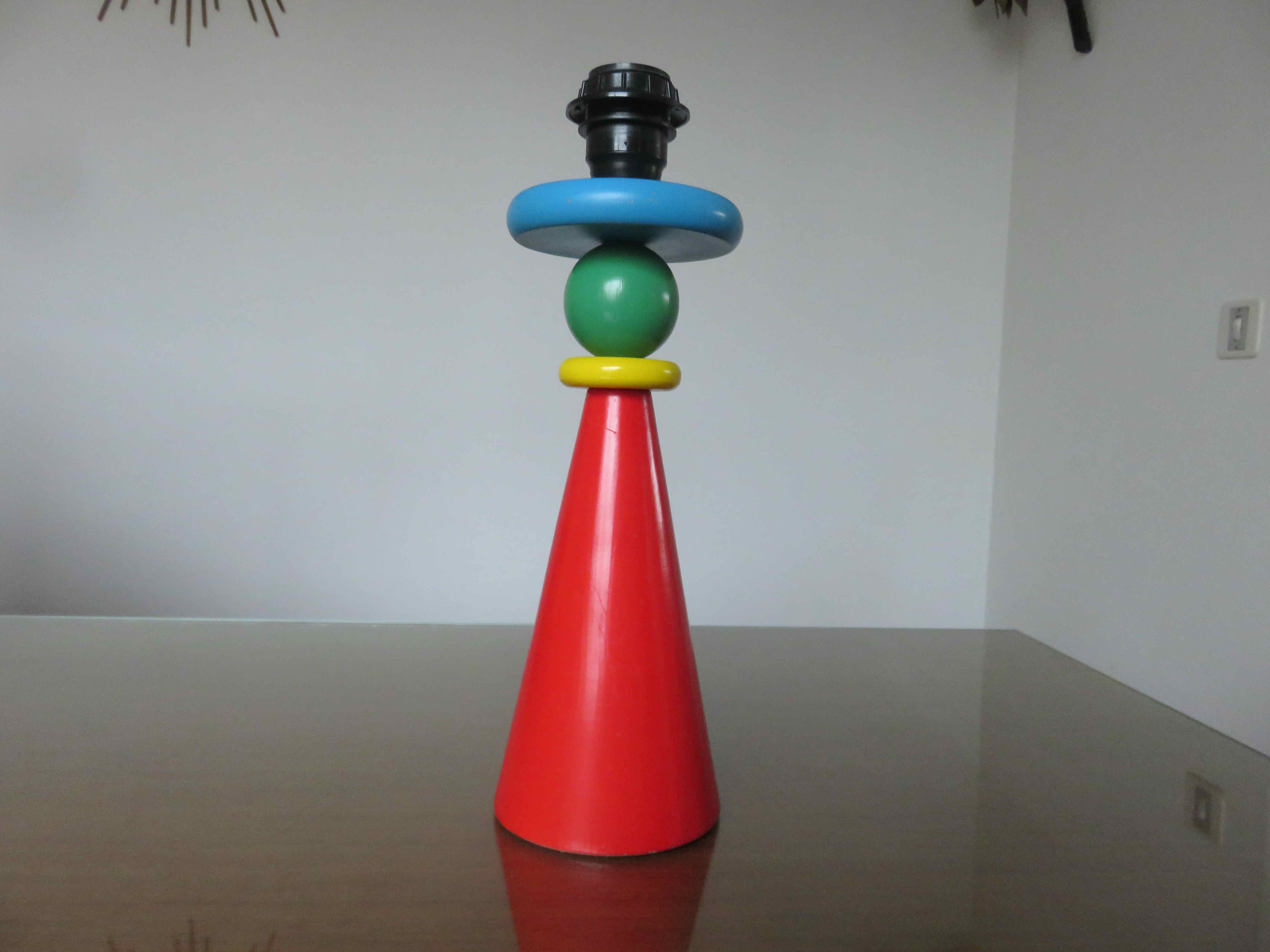 Wooden lamp " primary colors " 80s