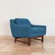 Norwegian living room set in blue fabric, vintage scandinavian 1960s