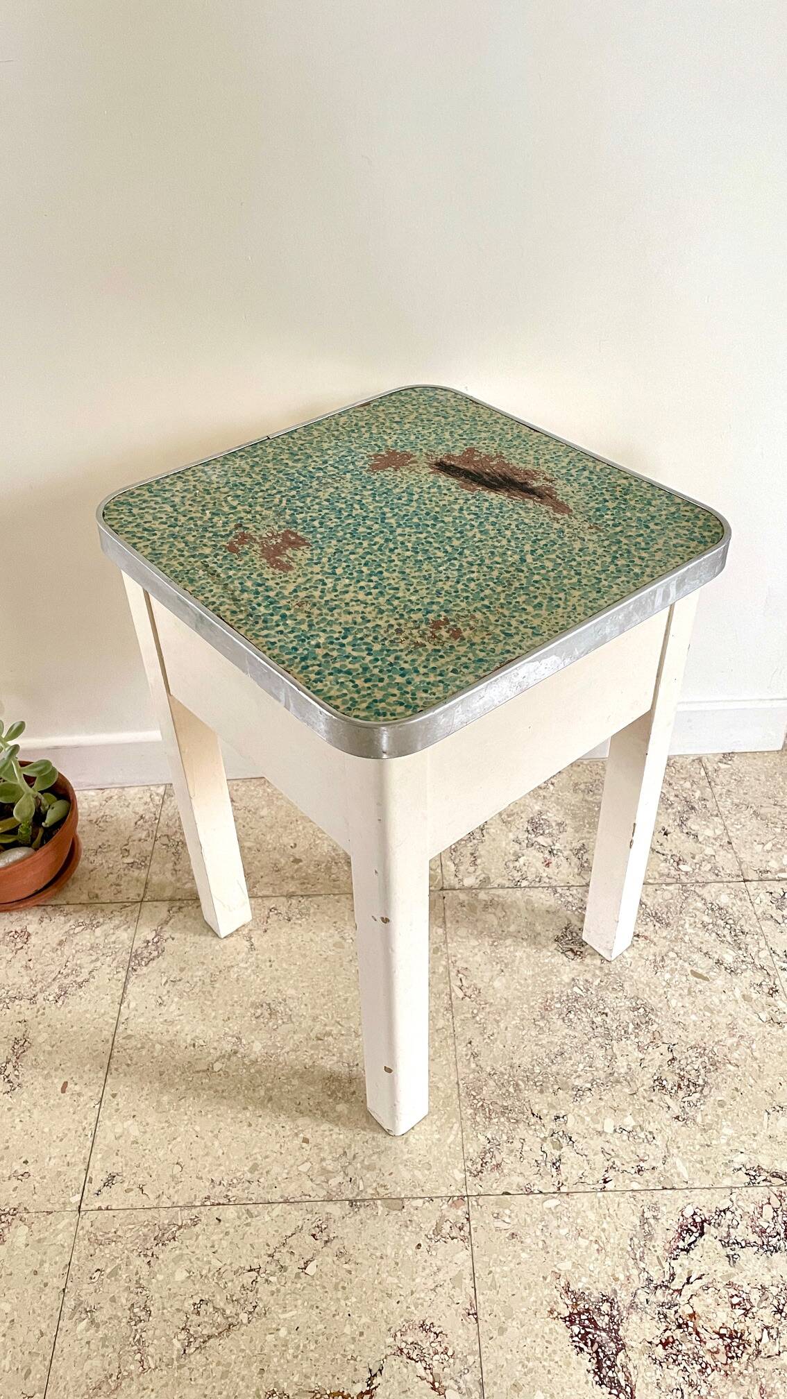 Vintage wooden trunk stool