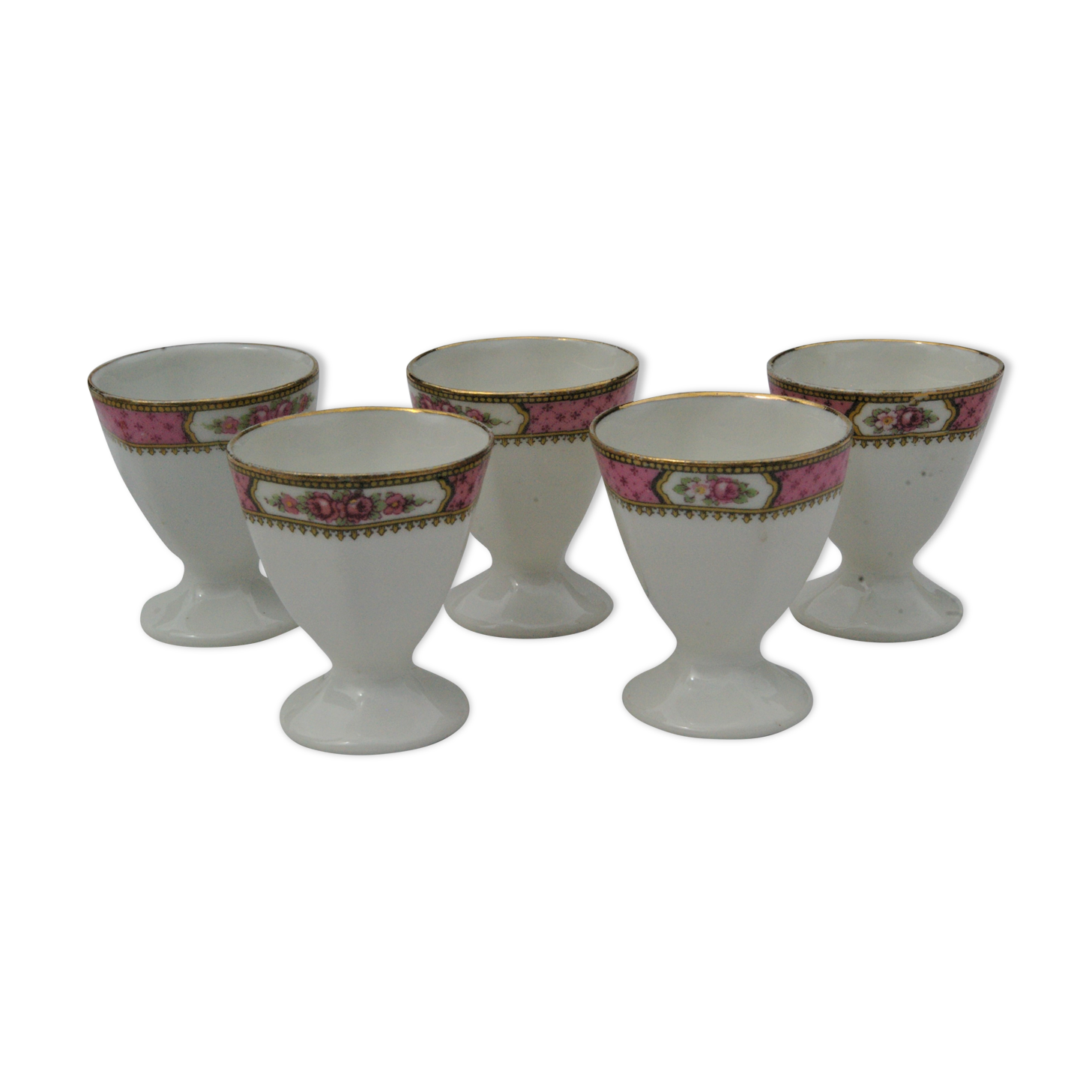 5 old limoges porcelain coquetiers