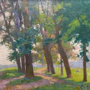 Painting: "Landscape with sunny trees" HSC signed around 1900