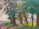 Tableau : "Paysage aux arbres ensoleillés" HSC signé vers 1900