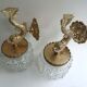 Pair of wall appliques brass fish glass