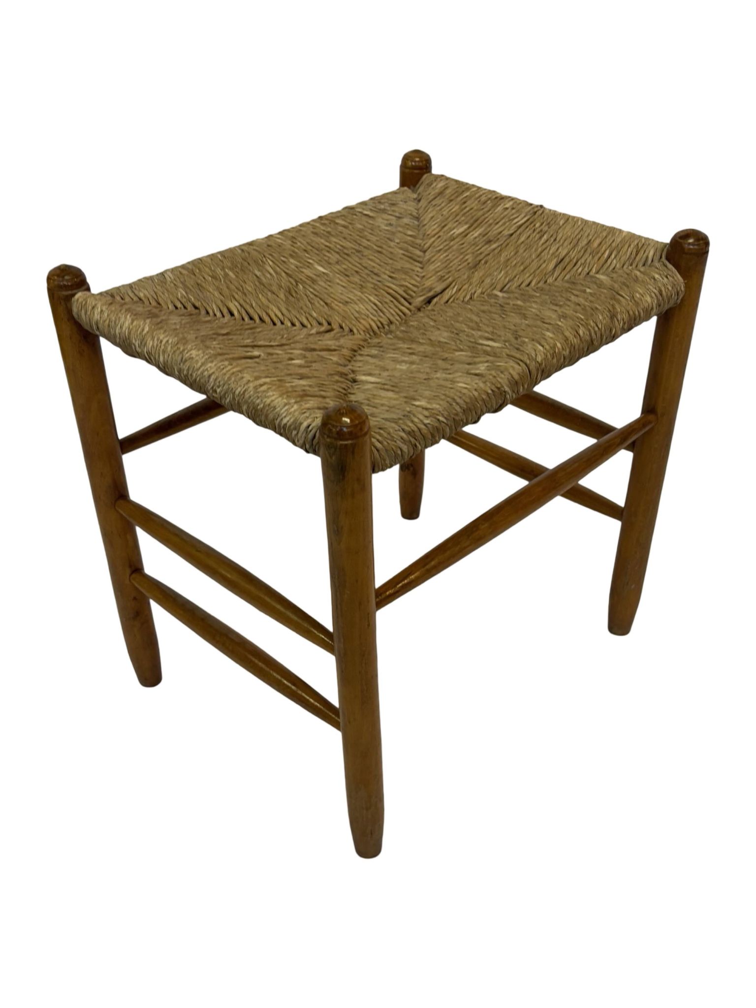 Tabouret vintage en corde de papier danois tabouret ottoman du milieu du siècle