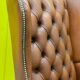Fauteuil Chesterfield en cuir marron clair vintage