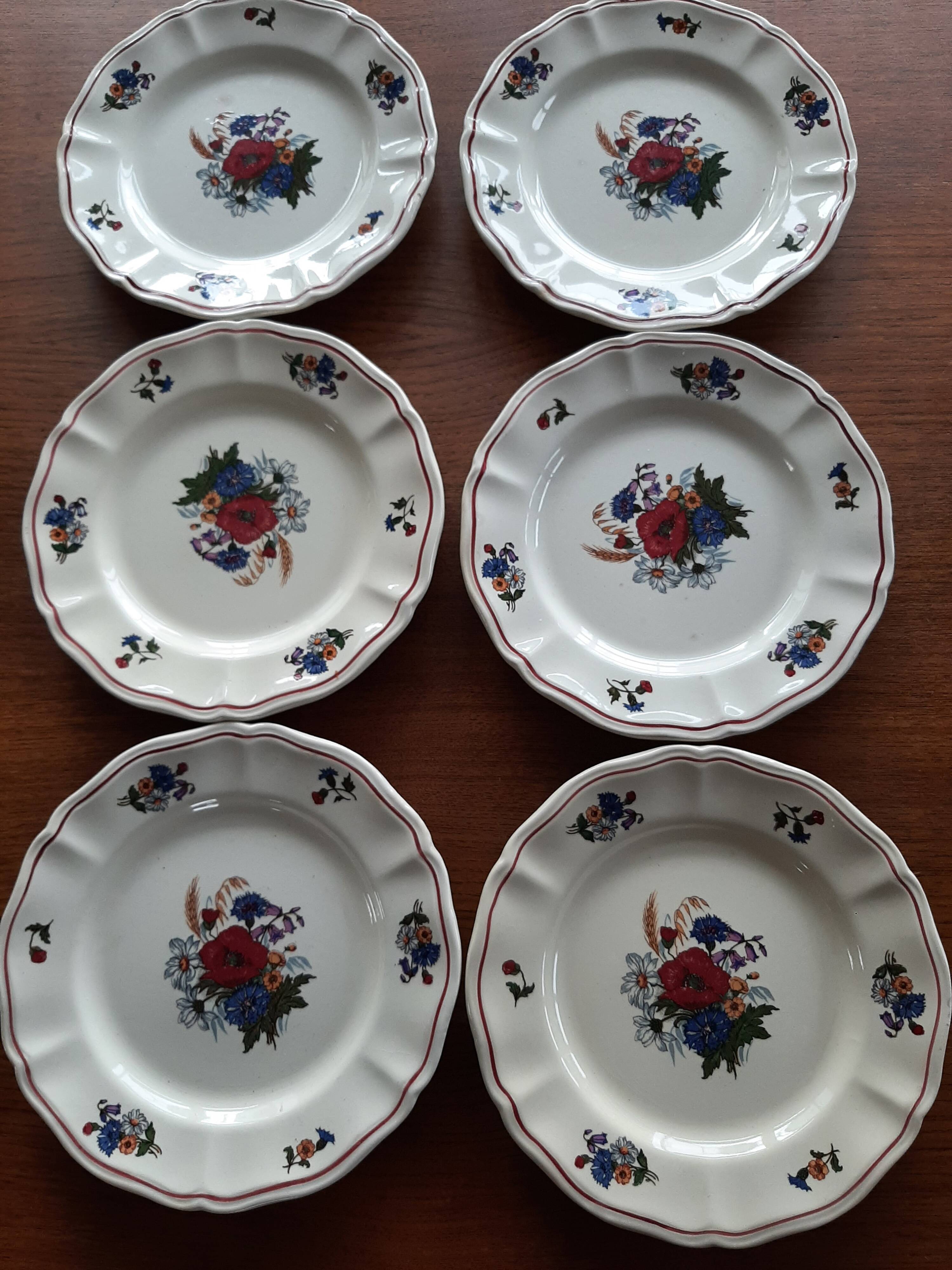 6 vintage Sarreguemines plates