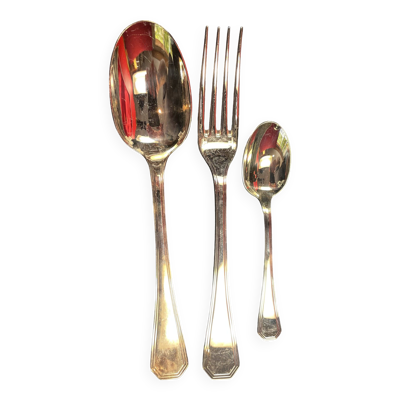 Christofle, Modèle América, Art Déco, Ménagère 37 pièces Métal Argenté
