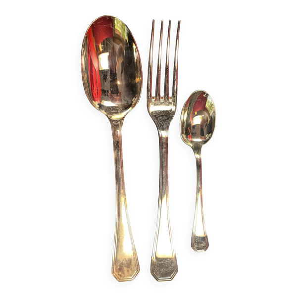 Christofle, Modèle América, Art Déco, Ménagère 37 pièces Métal Argenté