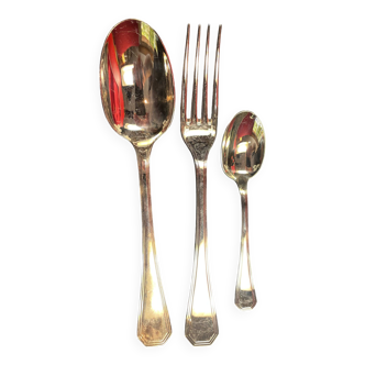 Christofle, América Model, Art Deco, Cutlery 37 pieces Silver Metal