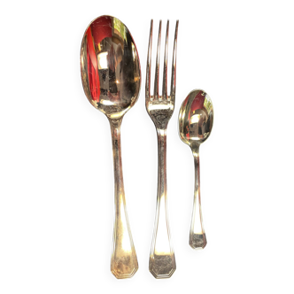 Christofle, América Model, Art Deco, 37-piece Silver-Plated Cutlery Set