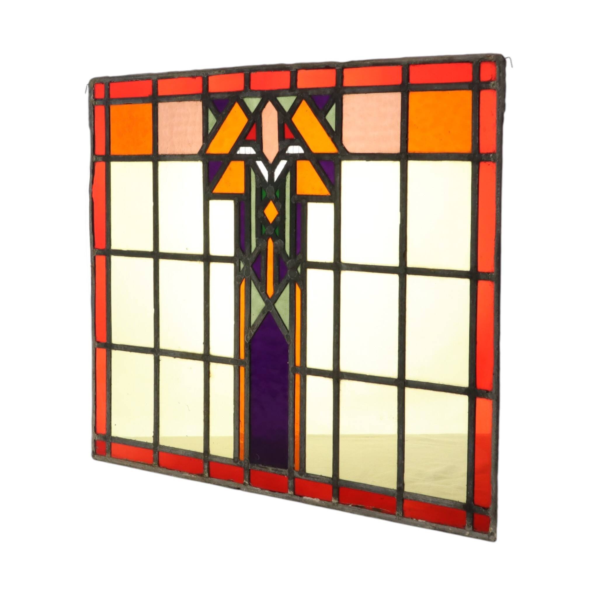 Colorful Amsterdam School Stained Glass Window – Art Deco