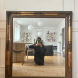 Large antique gilded wood mirror, 108cm x 118cm