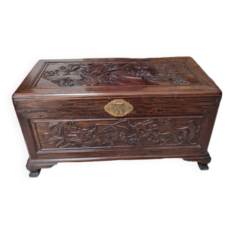 Asian chest in carved exotic wood