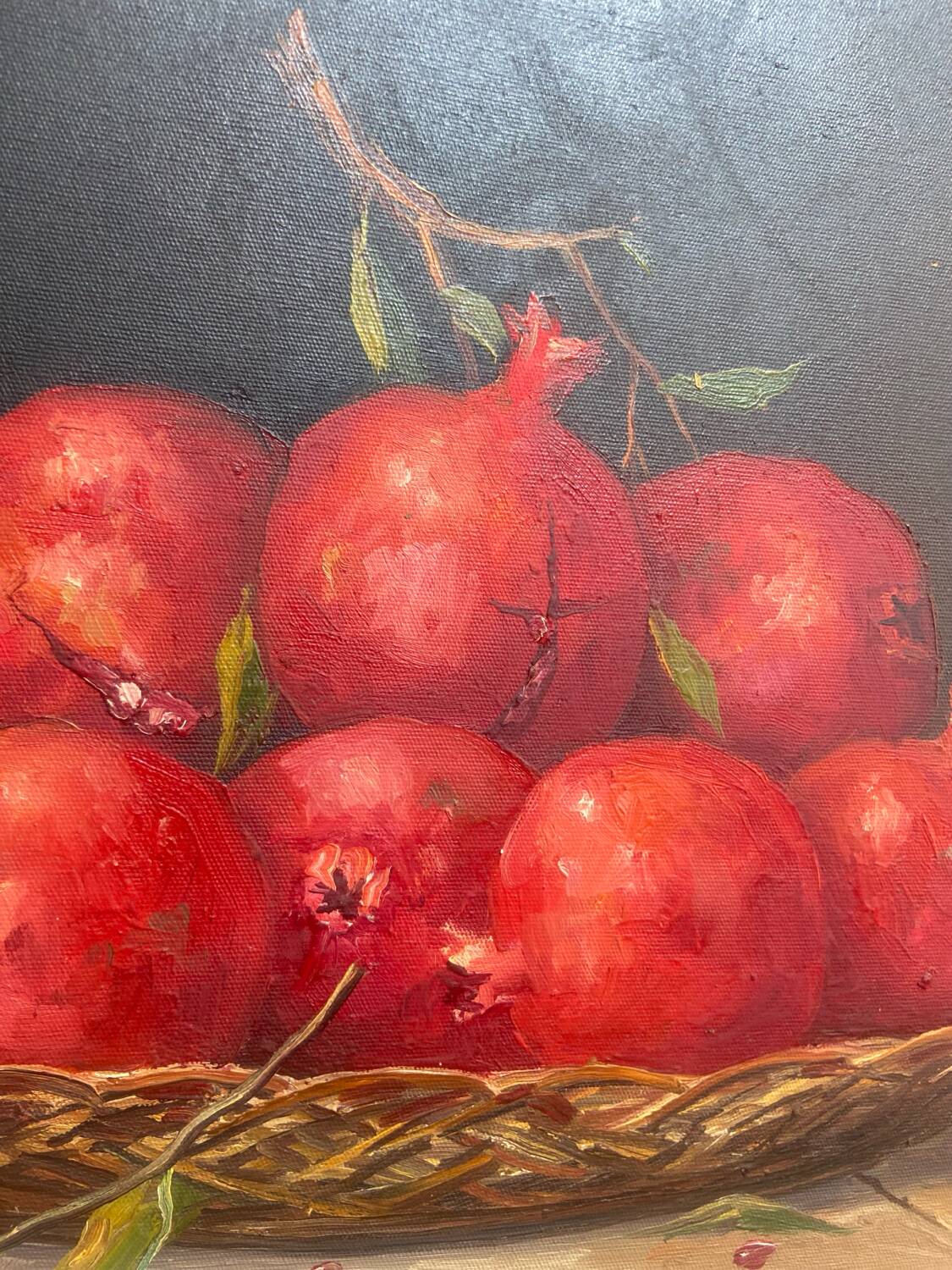 Old painting - Oil painting - Still life with pomegranates