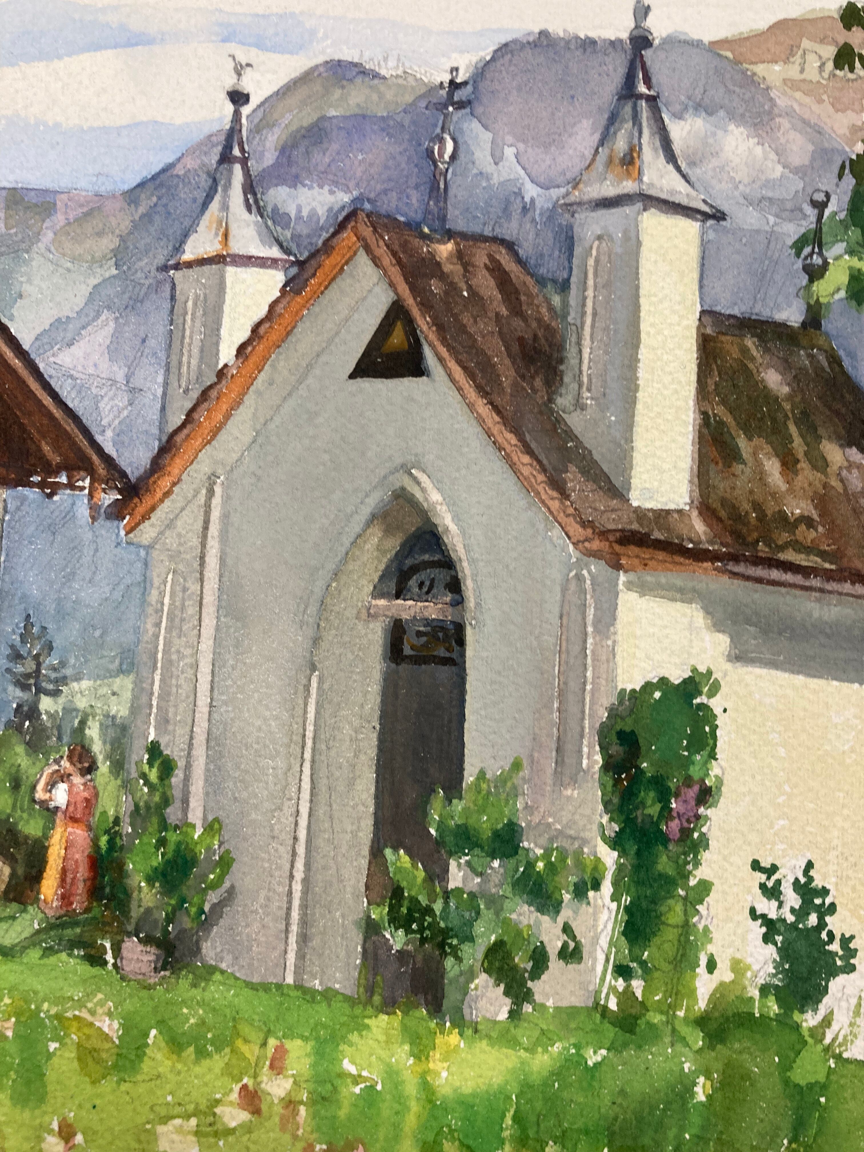 Vintage mountain watercolor