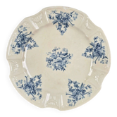 Plat ancien Gien chantourné aux colombes et fleurs bleues, vers 1920-1930