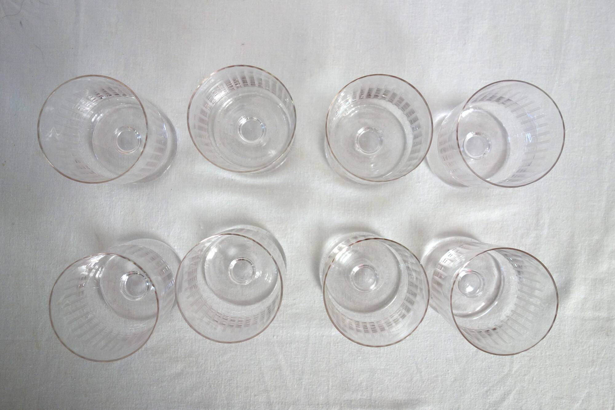 Set of 8 vintage cut crystal water glasses.