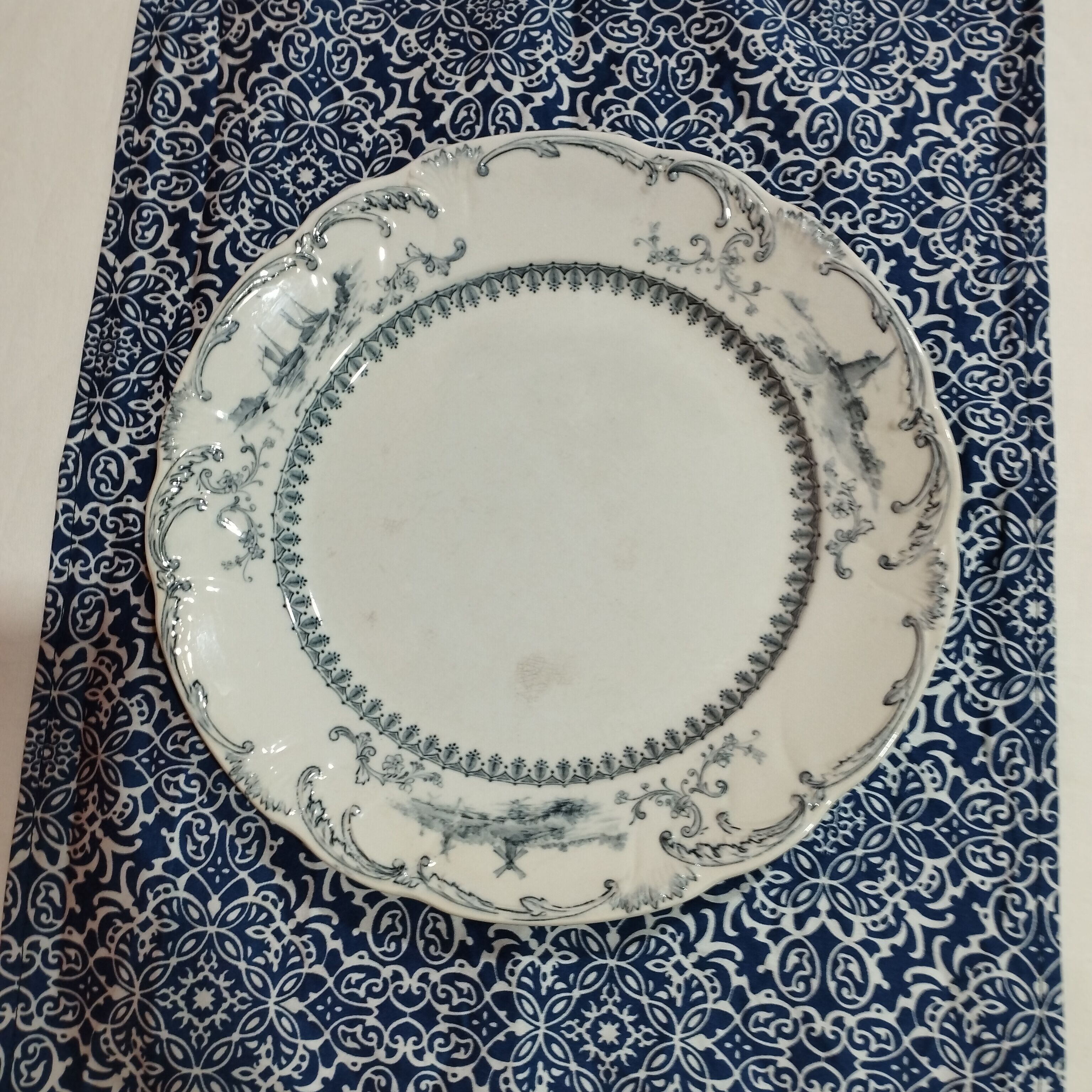 Set of 5 antique plates ridgways royal semi porcelain england delft
