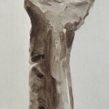 Painting signed watercolor monochrome sepia study statue “the hand reveals the man”
