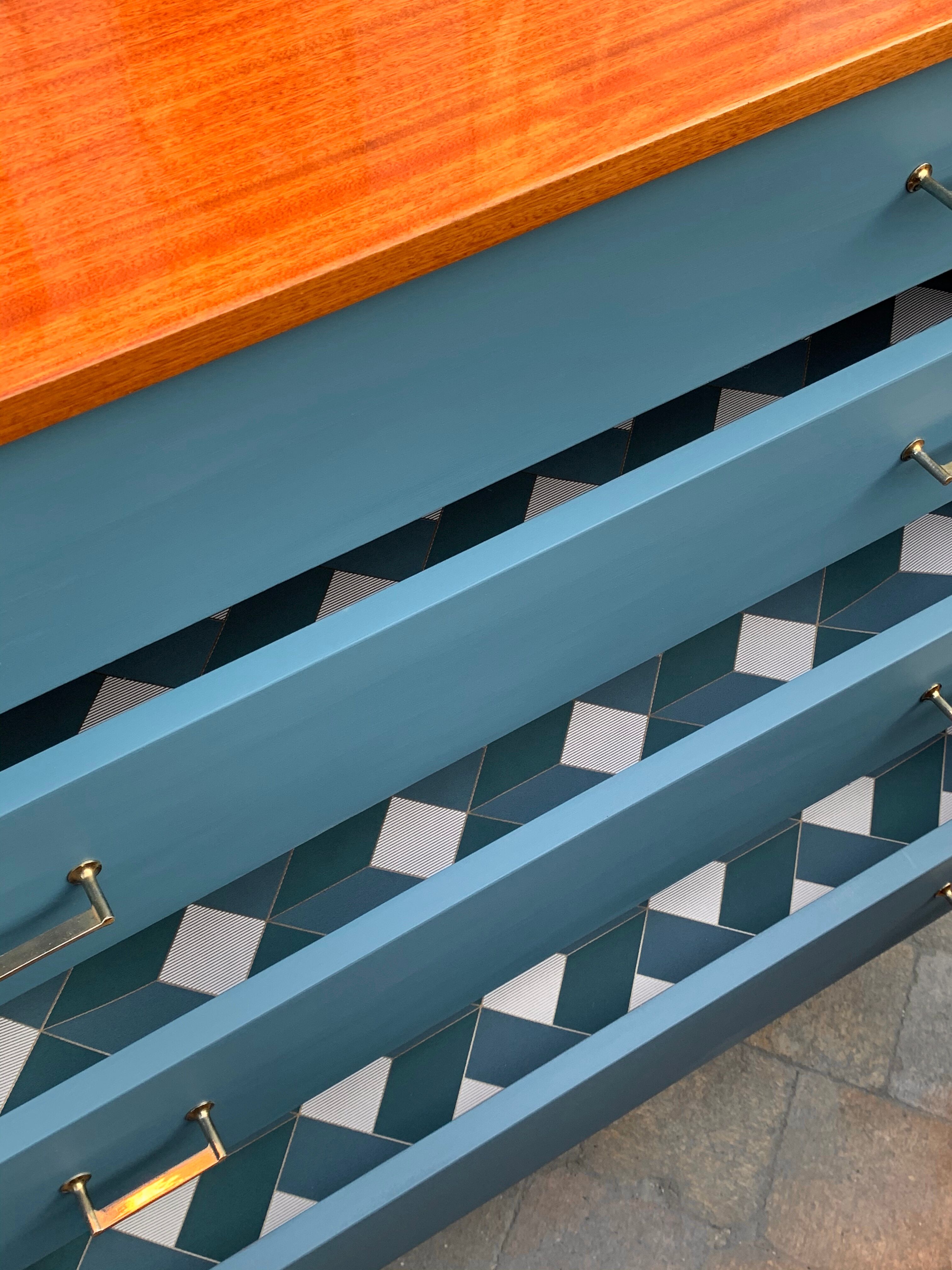 Grey blue vintage dresser
