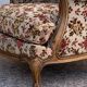 Antique Louis XV style shepherdess armchair in floral flocked fabric